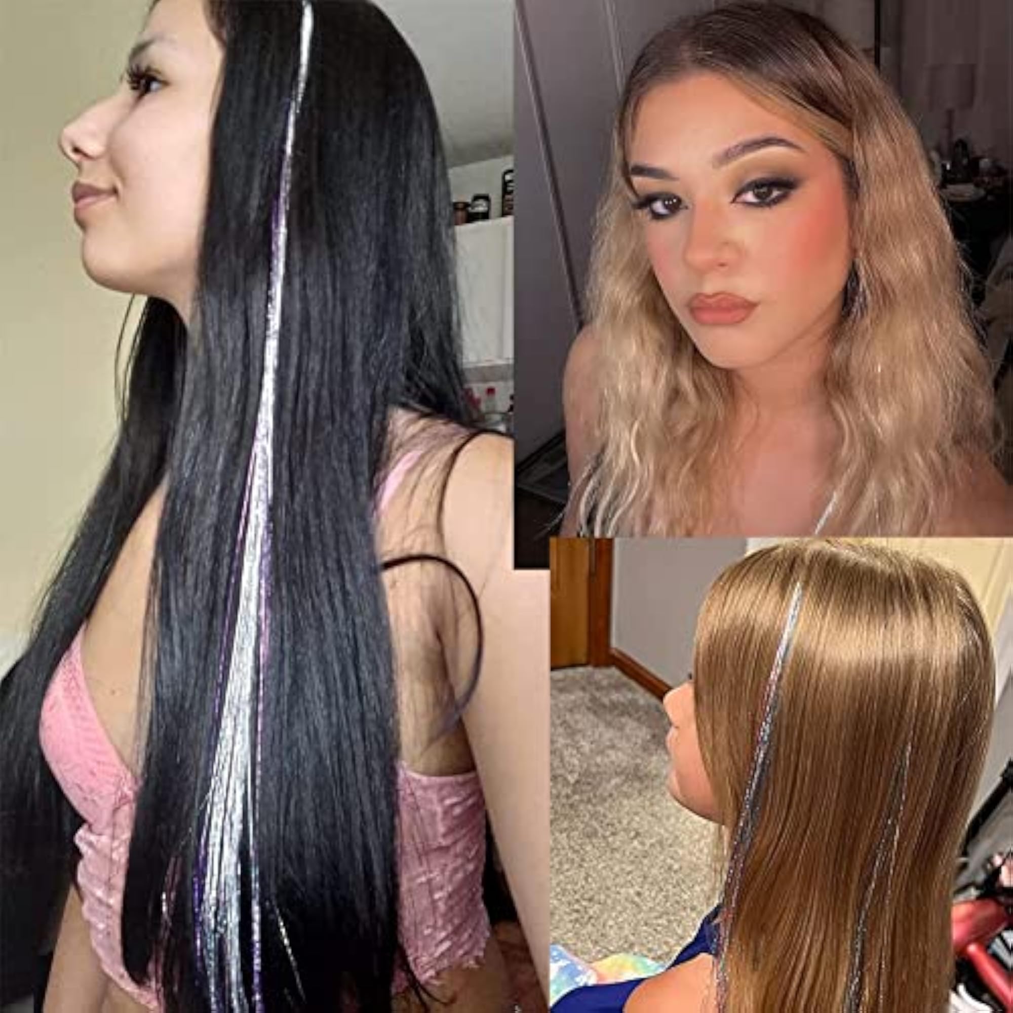 Glitter Tinsel Hair Extensions for Party Highlights